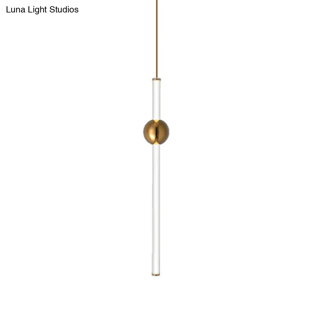 Gold/White Glass Flute Pendant Light Kit - Simple Style for Stairways (1 Head)