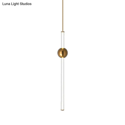 Gold/White Glass Flute Pendant Light Kit - Simple Style for Stairways (1 Head)