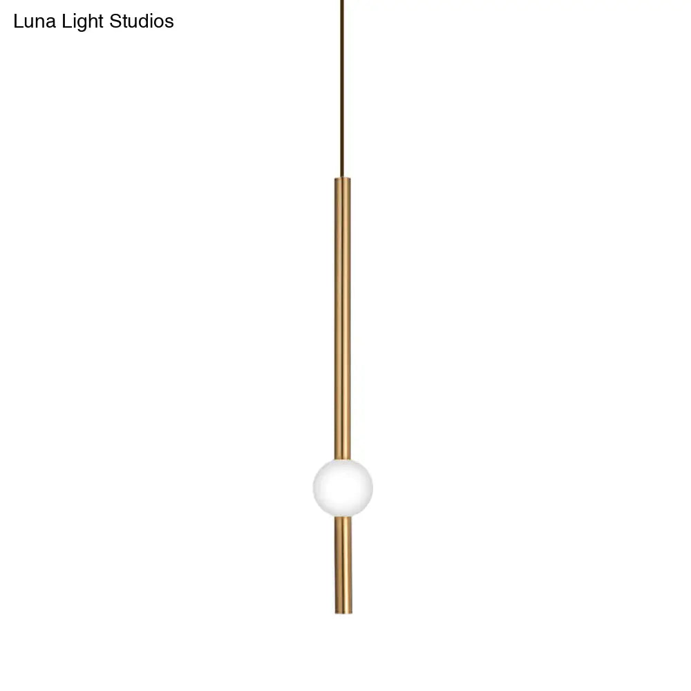 Gold/White Glass Flute Pendant Light Kit - Simple Style for Stairways (1 Head)