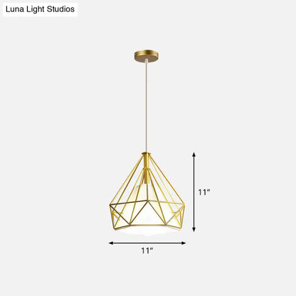 Gold Wire Cage Pendant Light - Nordic Style Ceiling Lamp for Dining Room