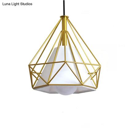 Gold Wire Cage Pendant Light - Nordic Style Ceiling Lamp for Dining Room