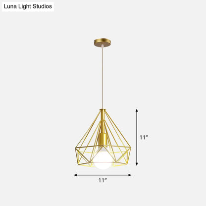 Gold Wire Cage Pendant Light - Nordic Style Ceiling Lamp for Dining Room