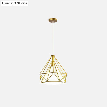 Gold Wire Cage Pendant Light - Nordic Style Ceiling Lamp for Dining Room