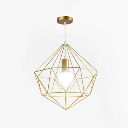 Gold Wire Cage Pendant Light - Nordic Style Ceiling Lamp for Dining Room