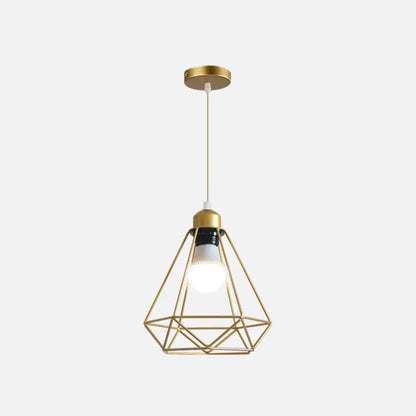 Gold Wire Cage Pendant Light - Nordic Style Ceiling Lamp for Dining Room