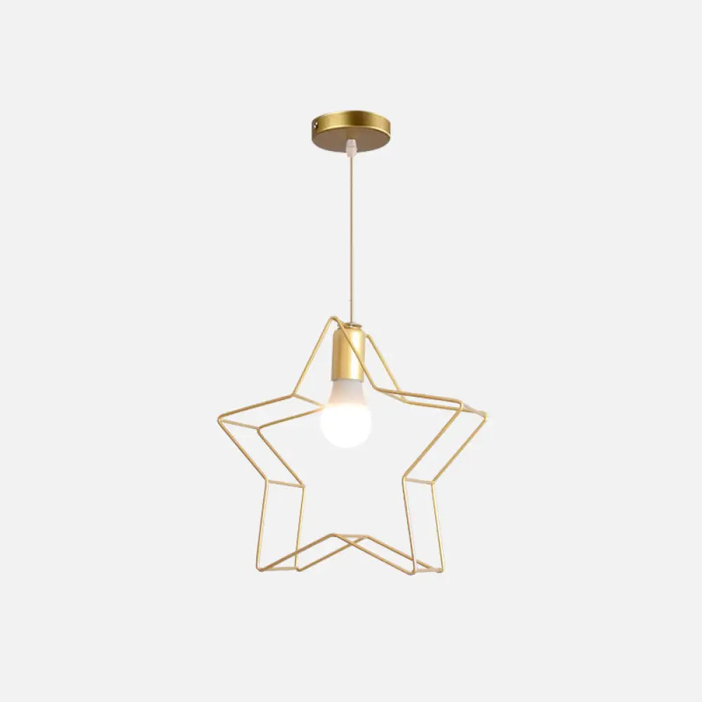 Gold Wire Cage Pendant Light - Nordic Style Ceiling Lamp for Dining Room