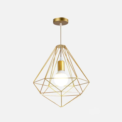 Gold Wire Cage Pendant Light - Nordic Style Ceiling Lamp for Dining Room