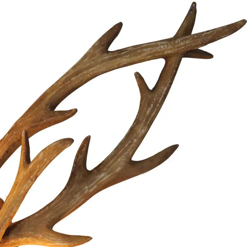 Brown intricately branched decorbites deer horn wall lamp with natural wood finish for living room candle sconce decor