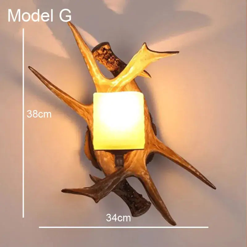 Golden antler deer horn wall lamp with warm yellow square light fixture for living room decorbites deer horn decor
