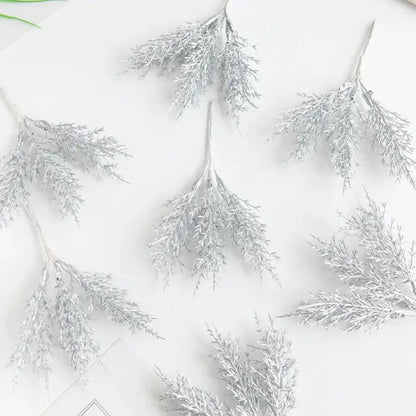 Silver artificial foliage branches with feathery texture from golden artificial autumn branches set for decorbites artificial autumn decor