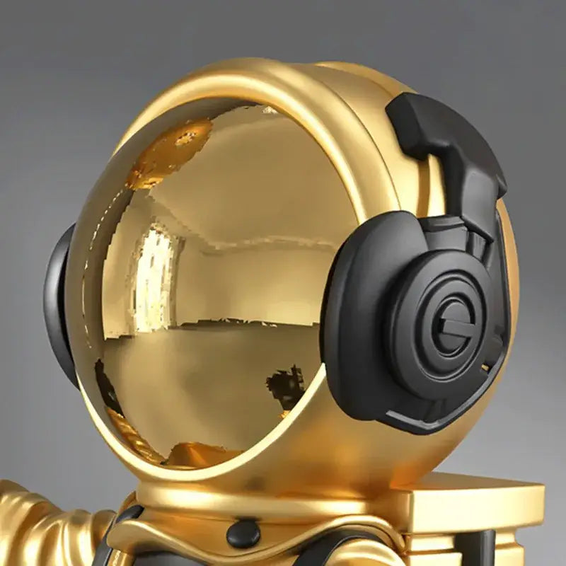 Golden balloon astronaut resin figurine with black headphones for resin home decor living room statue