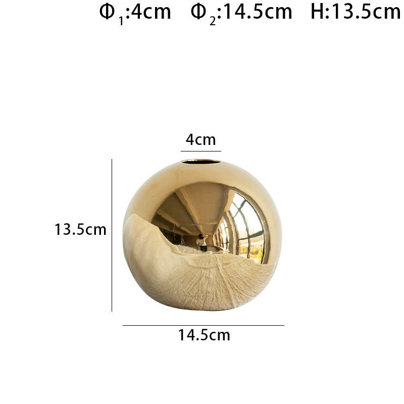 Golden Ball Ceramic Vase Home Decor