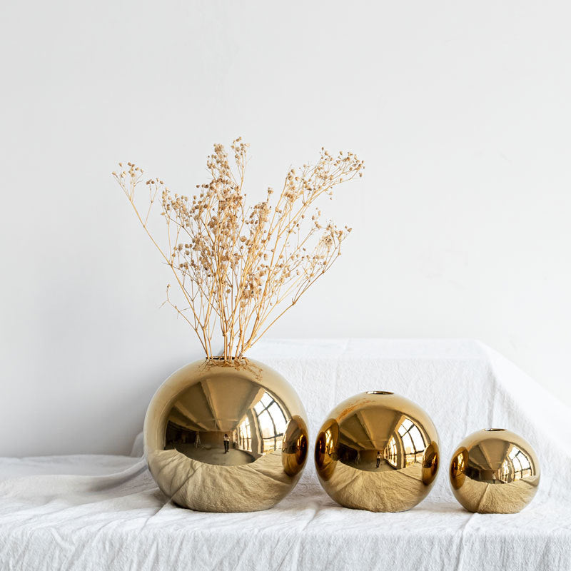 Golden Ball Ceramic Vase Home Decor