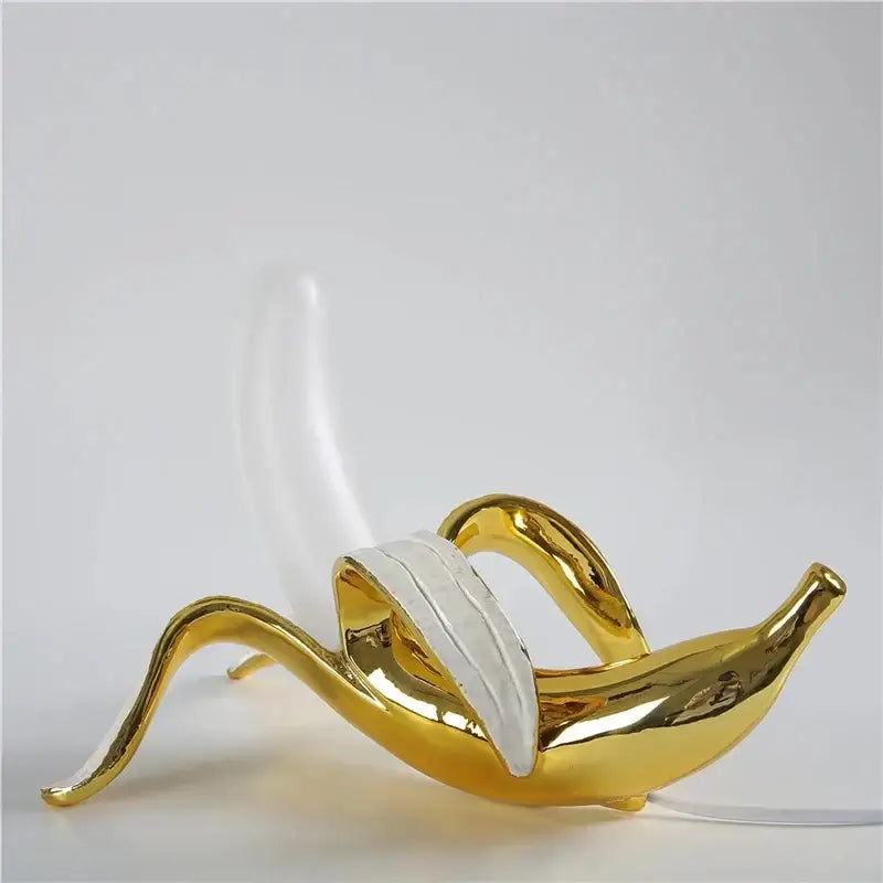 Golden banana glass lampshade night light with glossy finish and white peel detail for decorbites glass lampshade decor