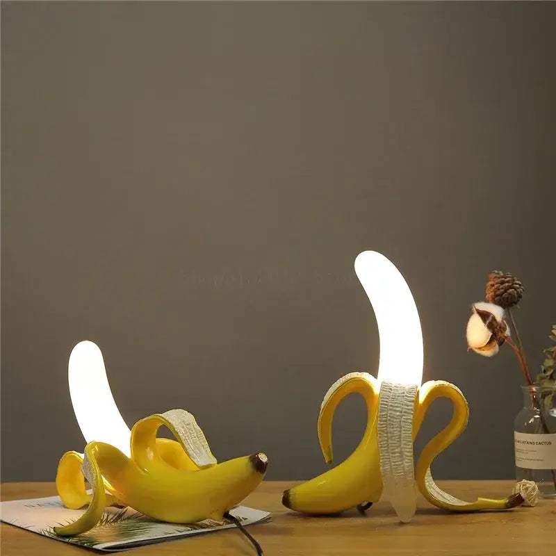 Golden banana glass lampshade night light with peeled design and illuminated interior for bedroom decorbites decorbites glass lampshade