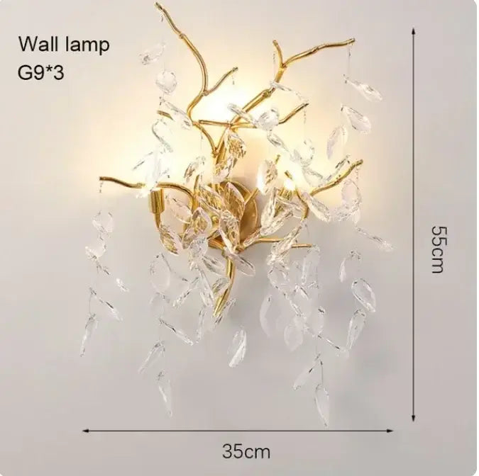 Golden branch ceiling chandelier featuring a gold-toned branch-style lamp with clear crystal droplets for living room decorbites golden branch