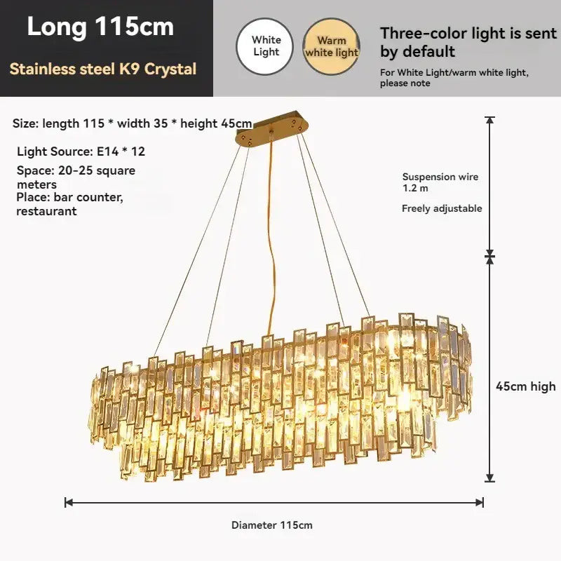 A modern elongated oval golden branch crystal chandelier with warm white k9 crystal light for living room decorbites golden branch