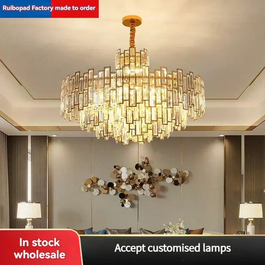Golden branch crystal chandelier with cascading rectangular crystal prisms in gold for living room decorbites golden branch