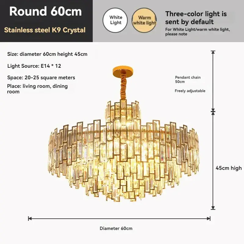 Golden branch crystal chandelier with 60cm stainless steel k9 crystals and warm white light for living room decorbites golden branch