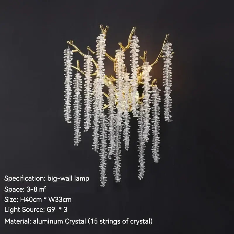 Elegant gold-toned decorbites crystal metal chandelier with cascading clear crystal beads for dining room decor