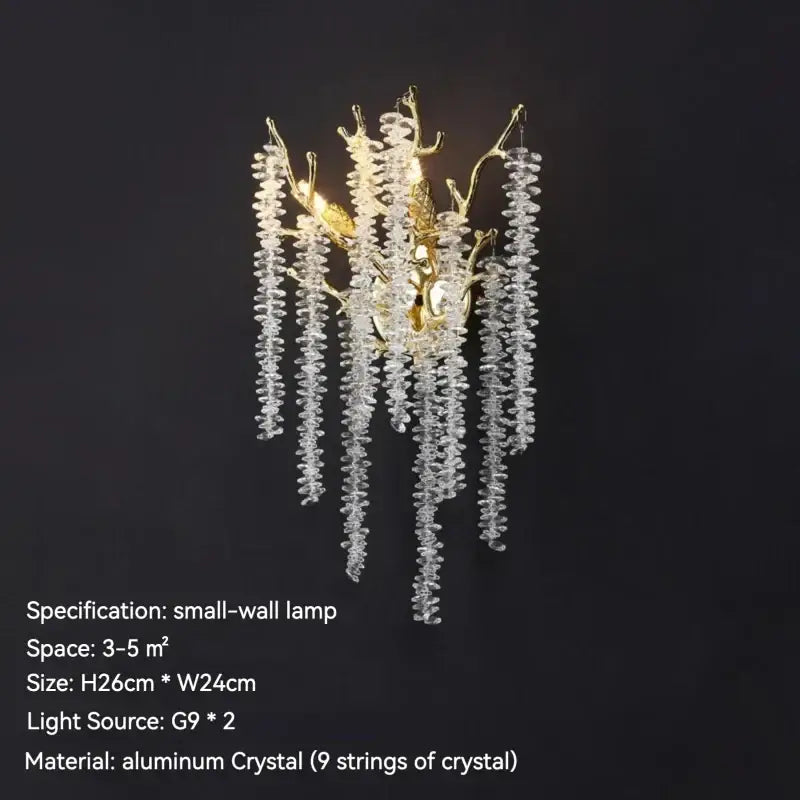 Gold-toned decorbites crystal metal chandelier with nine cascading crystal bead strings for elegant dining room decor