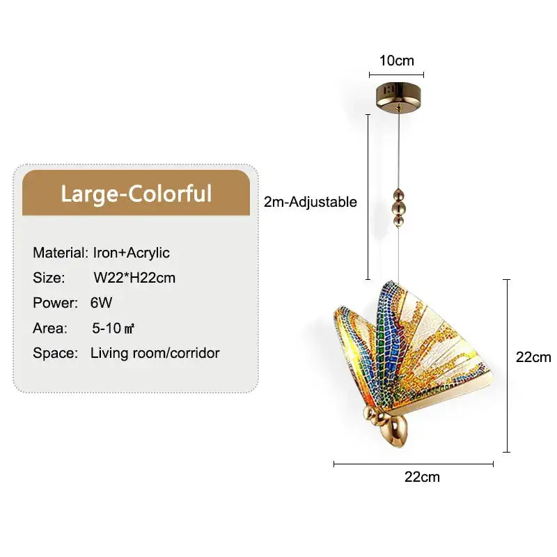 Golden butterfly led pendant light with vibrant acrylic wings and metallic gold base for bedroom and dining room decorbites butterfly led