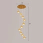 Golden Cluster Pendant Light with Faceted Cut Crystal Ball Design for Stairway Illumination