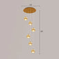 Golden Cluster Pendant Light with Faceted Cut Crystal Ball Design for Stairway Illumination