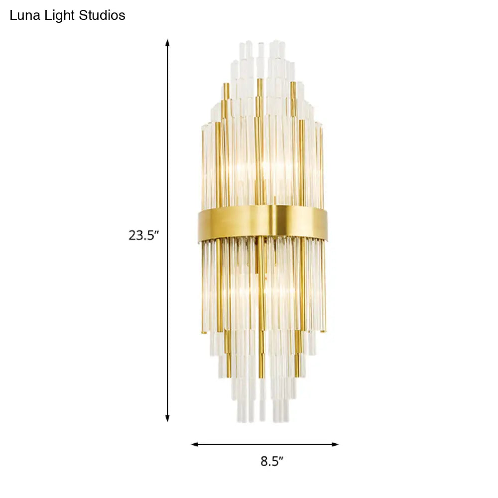 DecorBites™ Golden Crystal Layered Sconce Light for Living Room - Modern Wall Mounted Lamp (2 Lights)