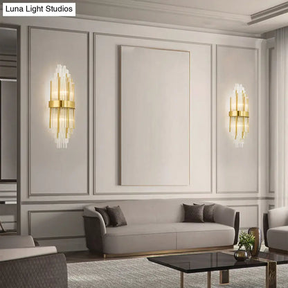 DecorBites™ Golden Crystal Layered Sconce Light for Living Room - Modern Wall Mounted Lamp (2 Lights)