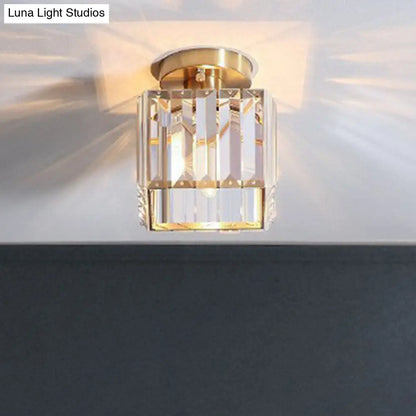 DecorBites™ DecorBites™ Golden Crystal Prism Semi Flush Mount Light for Foyer with Simple Style
