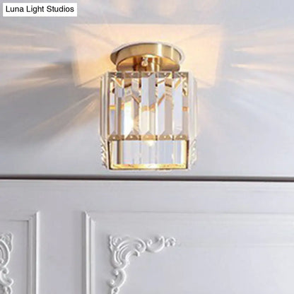 DecorBites™ DecorBites™ Golden Crystal Prism Semi Flush Mount Light for Foyer with Simple Style