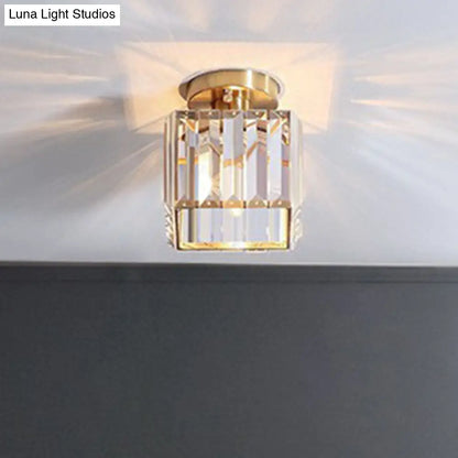 DecorBites™ DecorBites™ Golden Crystal Prism Semi Flush Mount Light for Foyer with Simple Style