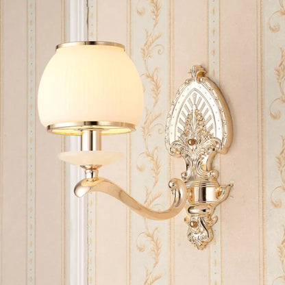 DecorBites™ DecorBites™ Golden Curved Arm Wall Light with Geometric Glass Shade - Modern Lighting Idea