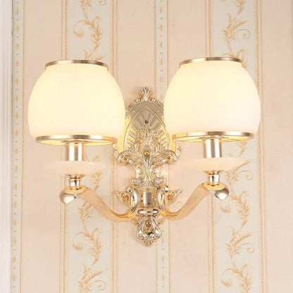 DecorBites™ DecorBites™ Golden Curved Arm Wall Light with Geometric Glass Shade - Modern Lighting Idea