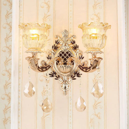 DecorBites™ DecorBites™ Golden Curved Arm Wall Light with Geometric Glass Shade - Modern Lighting Idea