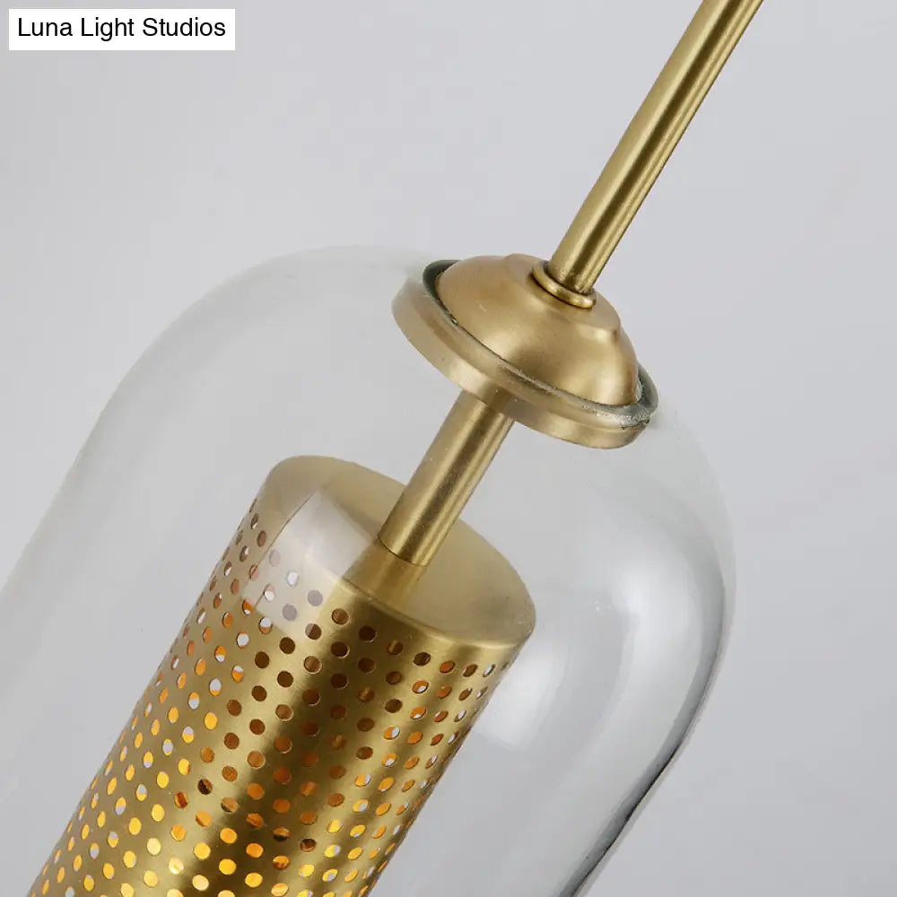 DecorBites™ Golden Cylinder Wall Lamp with Clear Glass Sconce - Simple Bedroom Lighting Fixture