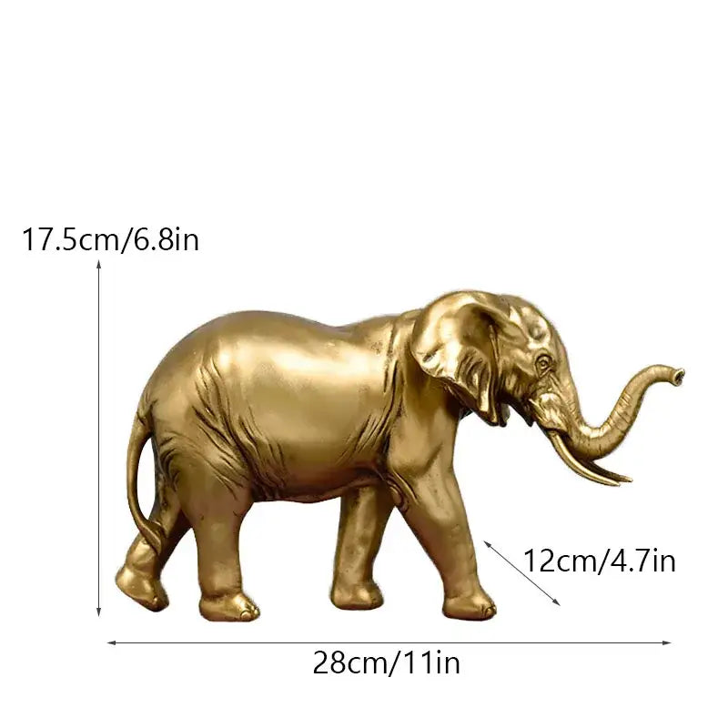 Golden family elephant resin figurine with detailed sculpted features and polished metallic finish for living room decorbites elephant resin decor