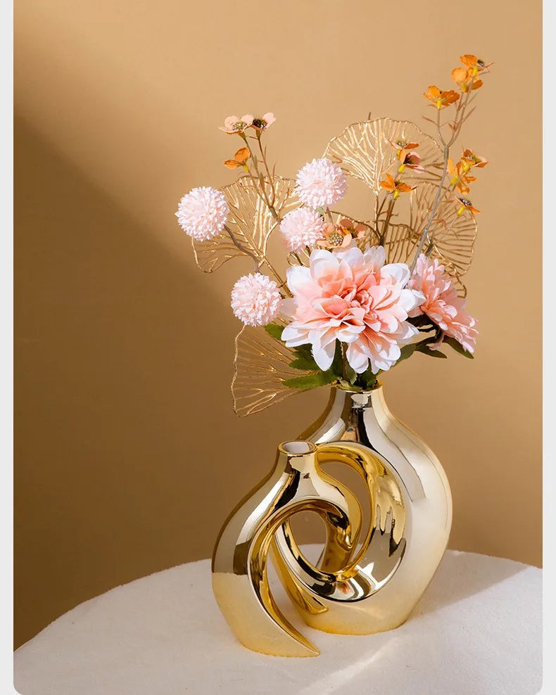 Golden Flower Vase - Home Decor Accessory