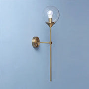 Brass-finished decorbites golden glass ball led wall light with clear glass globe and exposed bulb for bedroom sconce