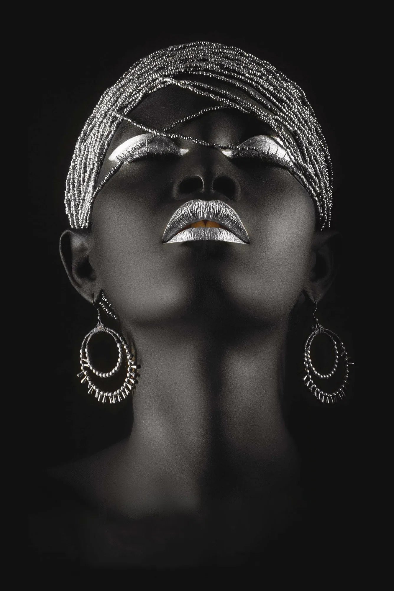Golden Jewelry African Woman Canvas Art - PURPLE / 40x60cm No Frame