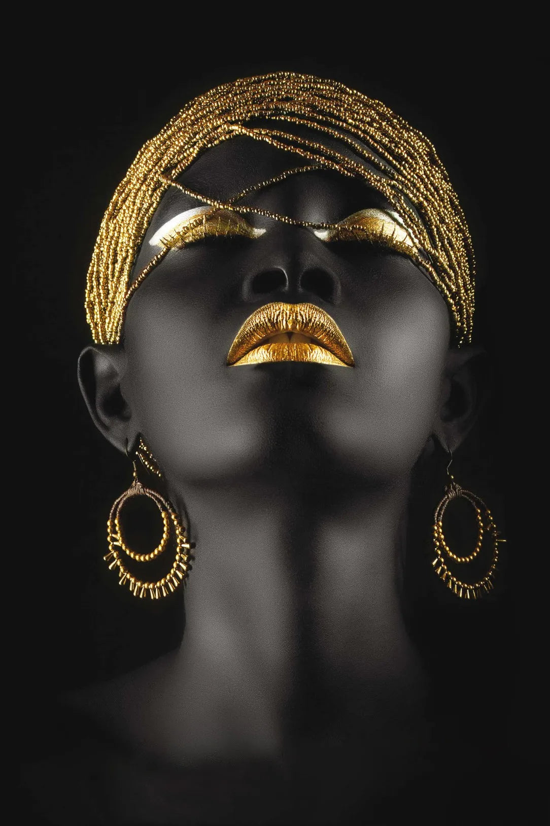 Golden Jewelry African Woman Canvas Art - Yellow / 40x60cm No Frame