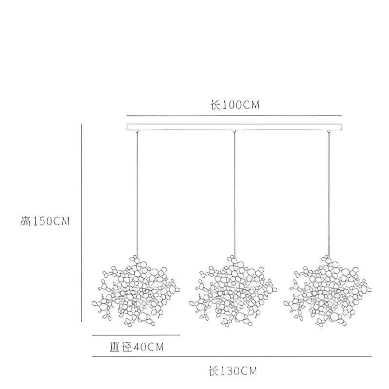 A modern golden leaf pendant light with a sleek metallic frame and cascading glass spheres for dining room decorbites g9 leaf
