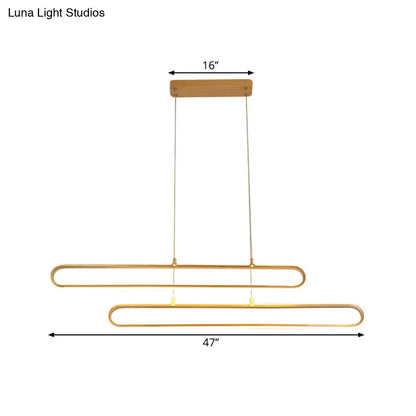 DecorBites™ Golden LED Aluminum Island Pendant Light - Modern Elliptical Design, Warm/White 39"/47