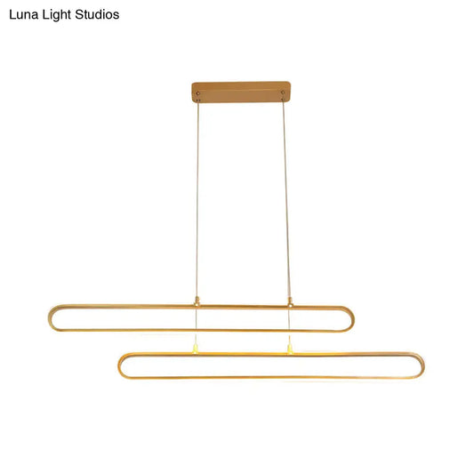 ديكوربايتس™ مصباح معلق ذهبي LED من الألومنيوم على شكل جزيرة - تصميم بيضاوي عصري، دافئ/أبيض 39 بوصة/47 بوصة