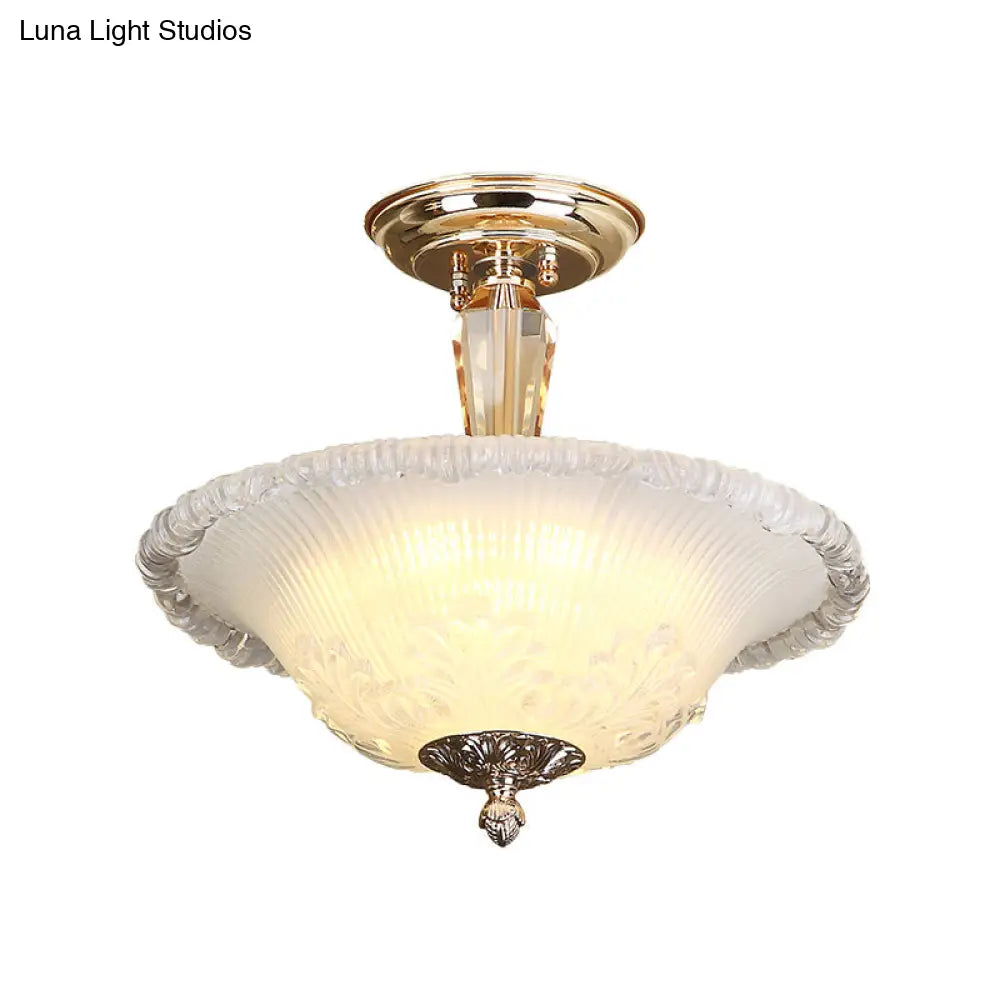 DecorBites™ DecorBites™ Golden LED Bowl Ceiling Light with Simple White/Yellow Crystal - Ideal for Hallway