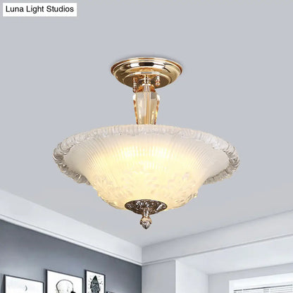 DecorBites™ DecorBites™ Golden LED Bowl Ceiling Light with Simple White/Yellow Crystal - Ideal for Hallway