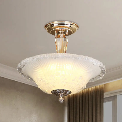 DecorBites™ DecorBites™ Golden LED Bowl Ceiling Light with Simple White/Yellow Crystal - Ideal for Hallway