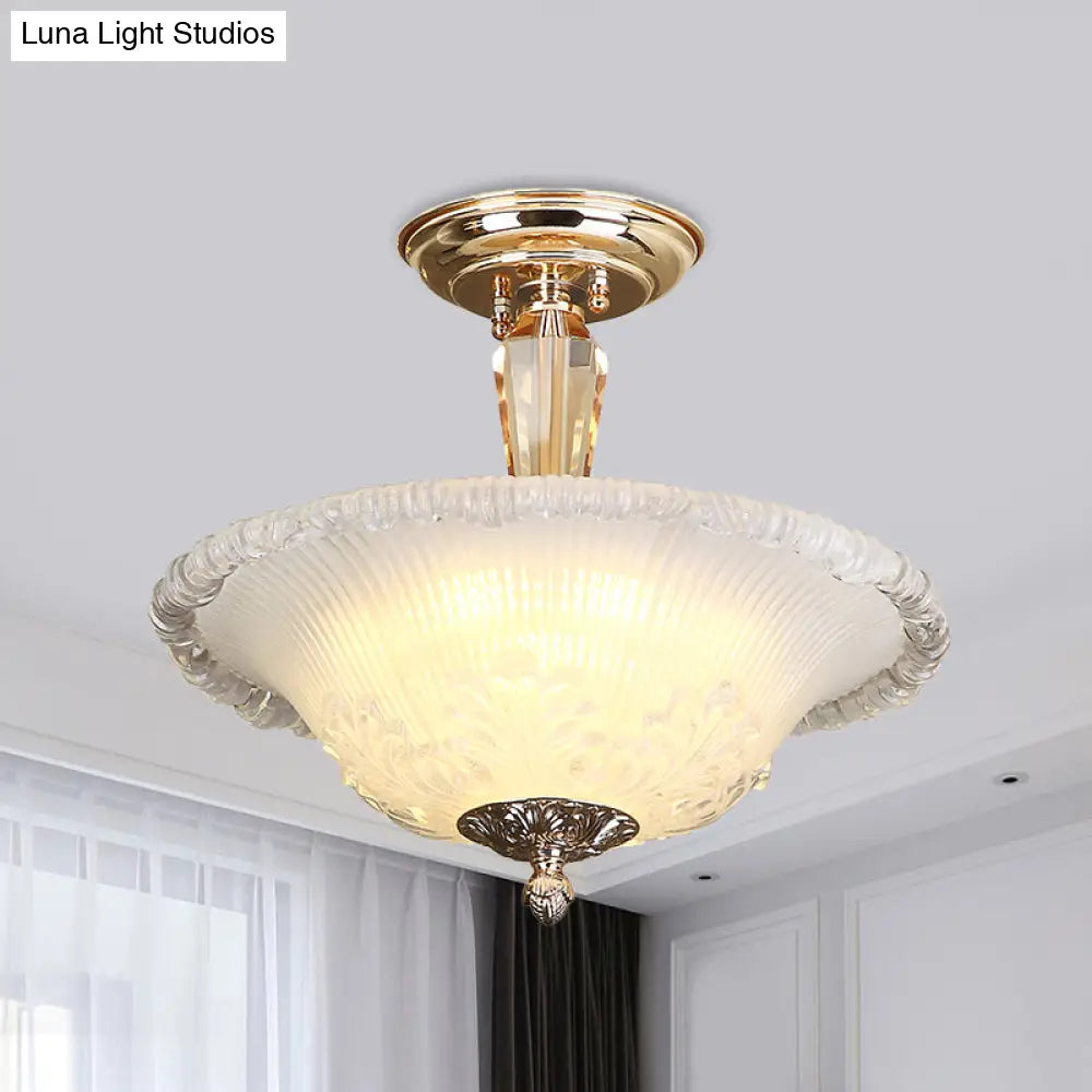 DecorBites™ DecorBites™ Golden LED Bowl Ceiling Light with Simple White/Yellow Crystal - Ideal for Hallway