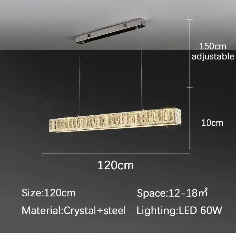 Golden led modern rectangular led chandelier with chrome finish and crystal accents for dining room decorbites golden led